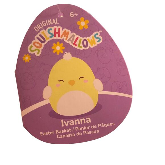 Squishmallow Ivanna Yellow Chick Easter Basket Fuzzy Wings KellyToy Spring NWT - Picture 8 of 9